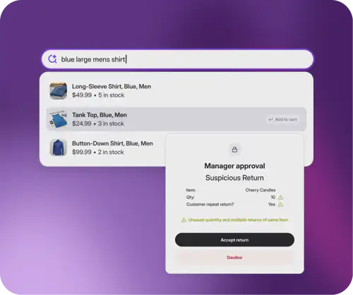 POS screen showing natural language search.