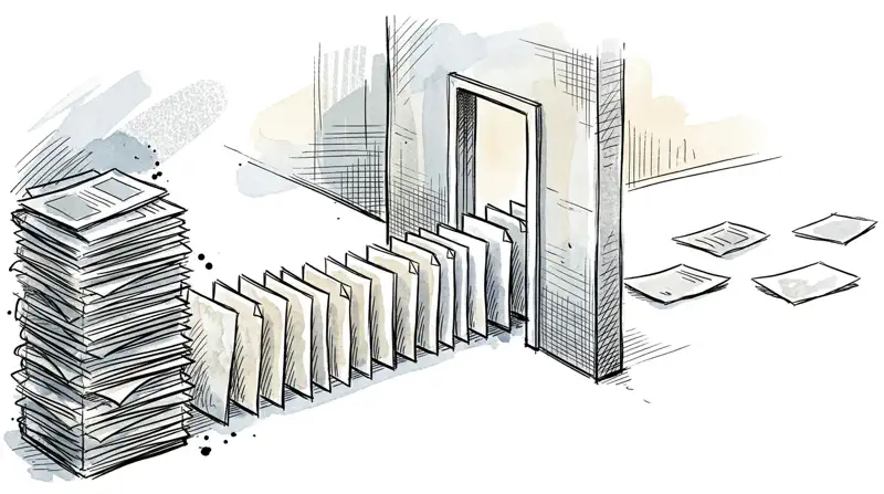 Illustration showing requests waiting to be let through an API limiter.